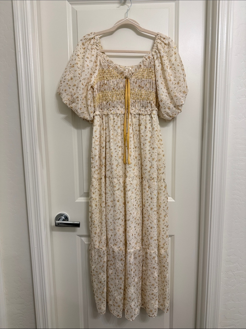 Floral Maxi Dress in Cream and Yellow